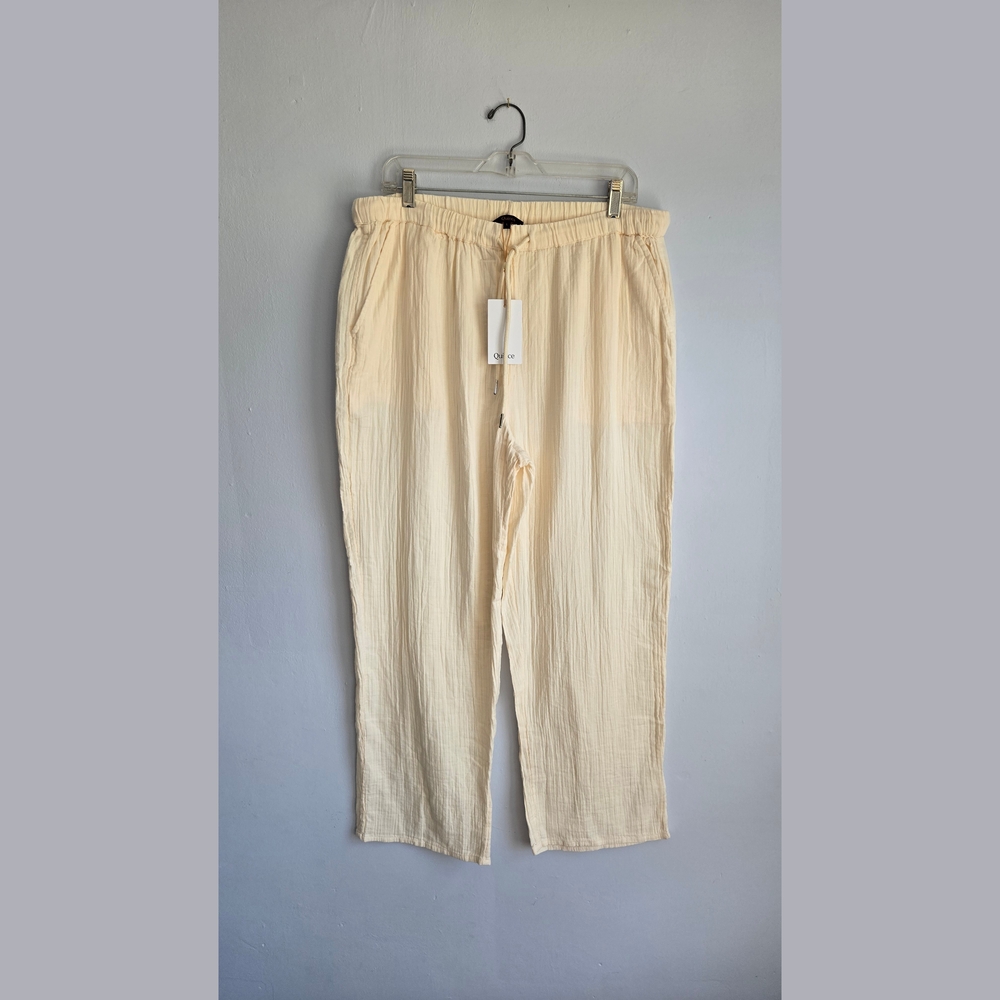 NWT Quince 100% Organic Cotton Gauze Cream Relaxed Drawstring Pants
